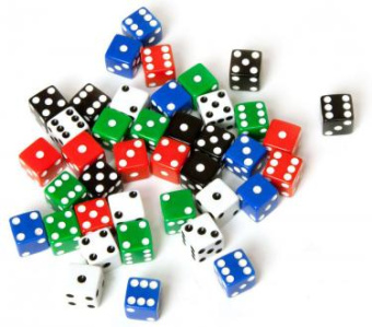 Кубик d6 5 цветов (16 мм)